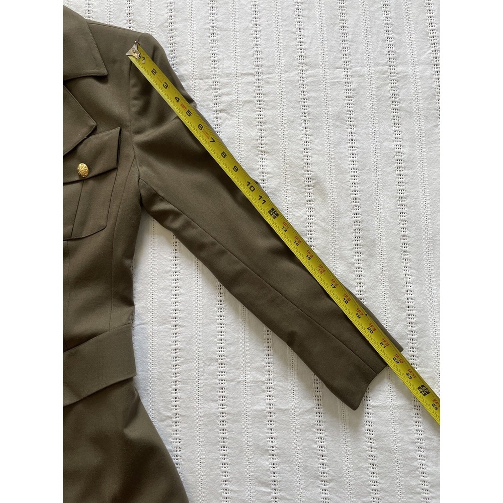 VTG Xerxes Wool Military Inspired Olive Drab Gold Button Blazer/Jacket. Size 8. - Picture 13 of 14